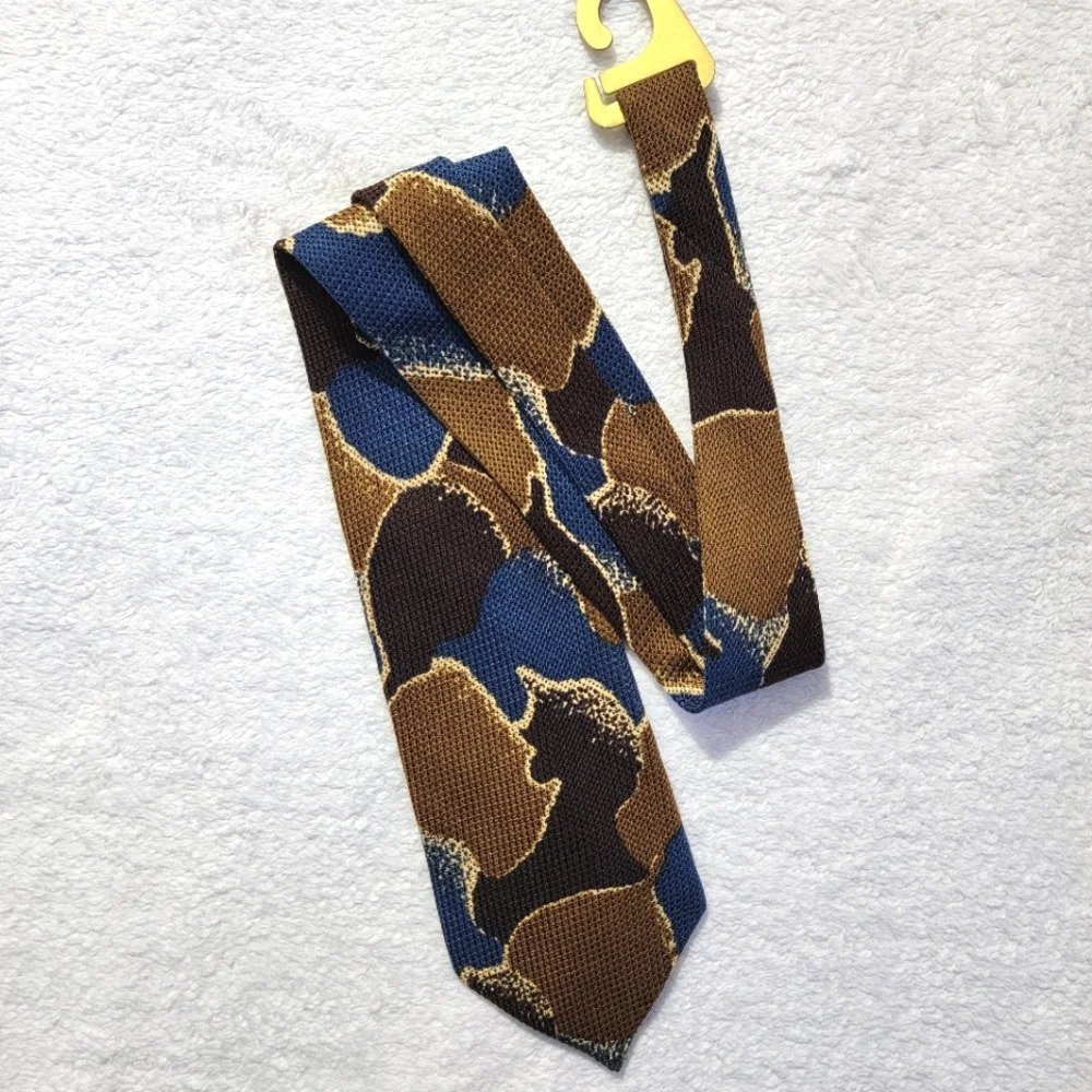 NWOT Format 100% Silk Mens Tie Blue Brown Tan Formal Business Suit Accessories